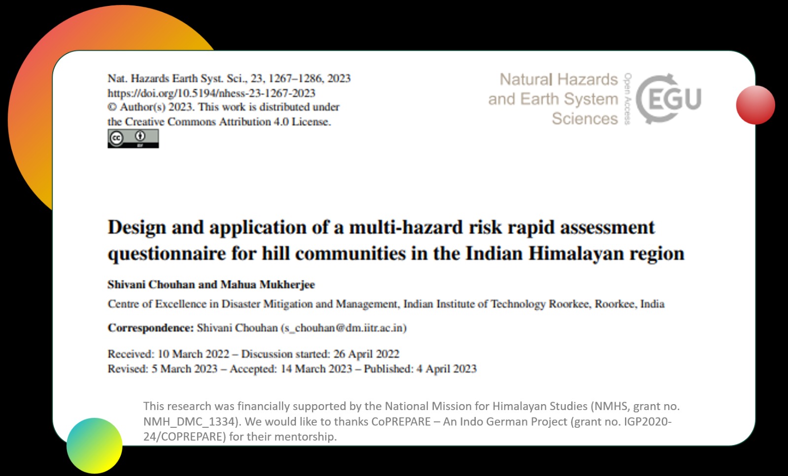 Publication in NHESS