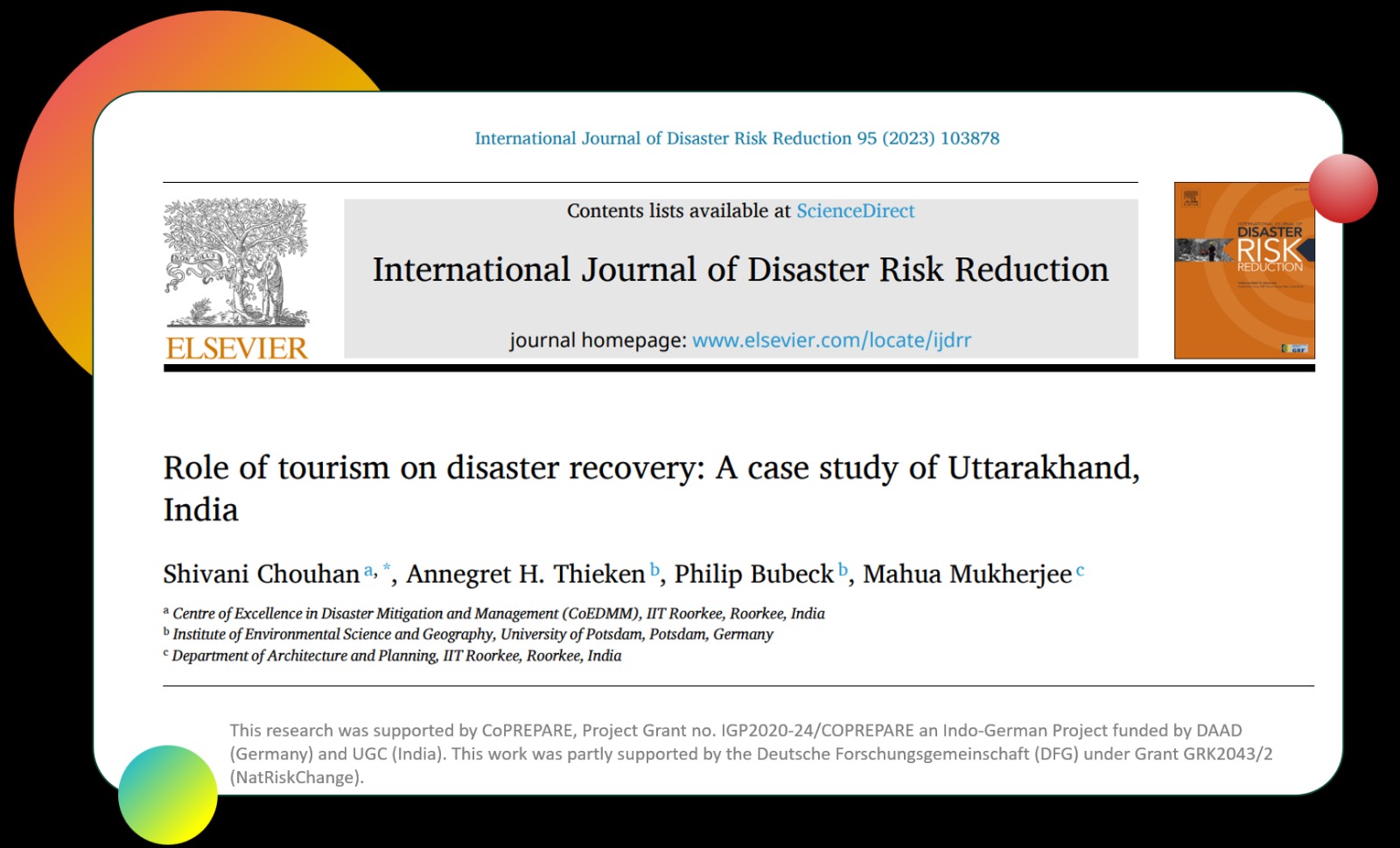 Publication in IJDRR